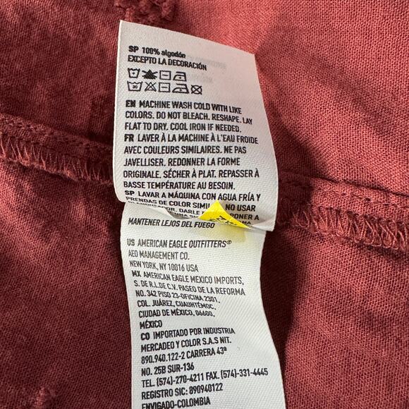 American Eagle Medium Top Semi-Sheer Crochet Keyhole Tassels Smocked Neck Cotton - Picture 10 of 10